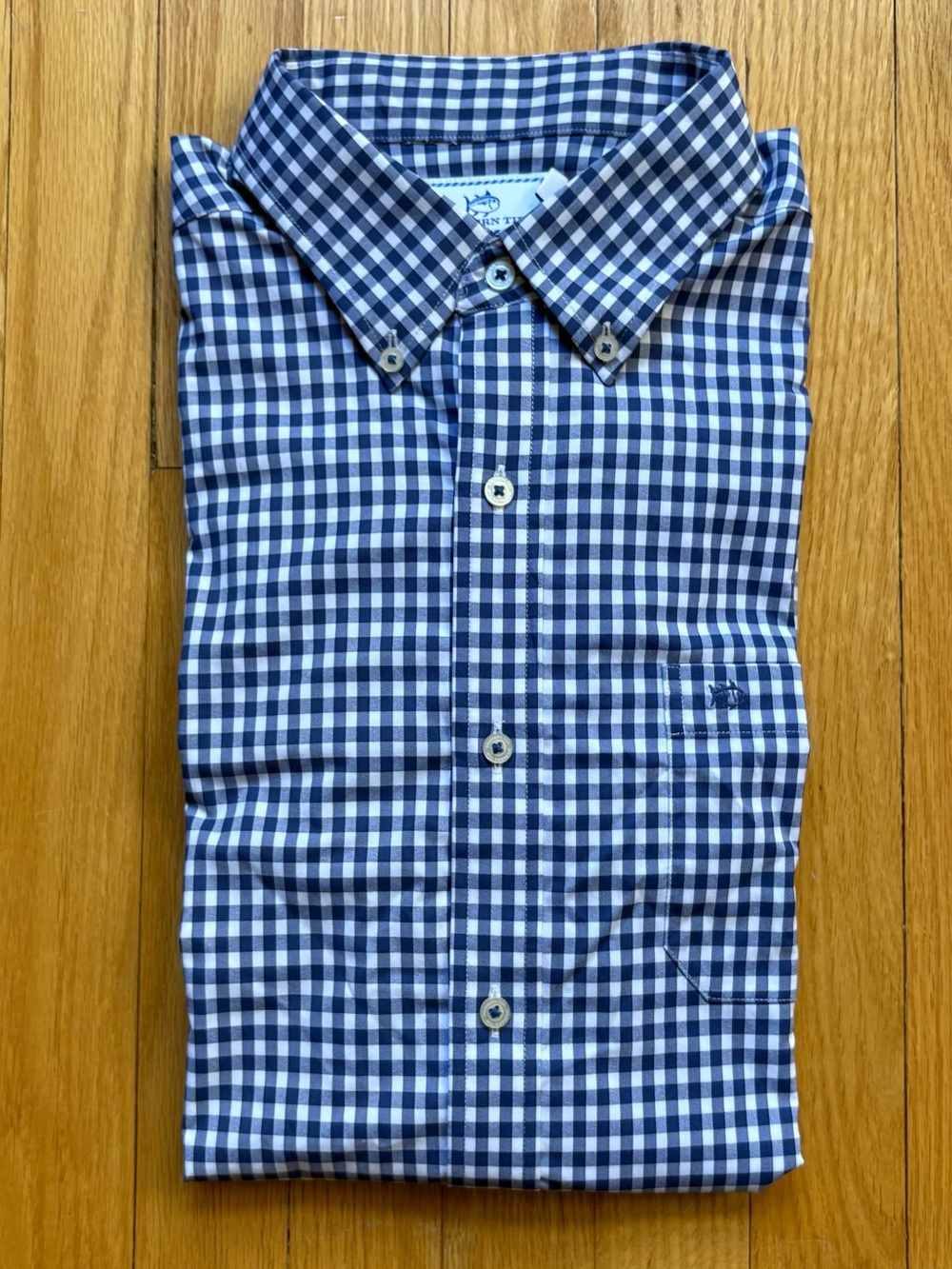 Southern Tide Men’s Long Sleeve Intercoastal Shirt Performance Large Blue White